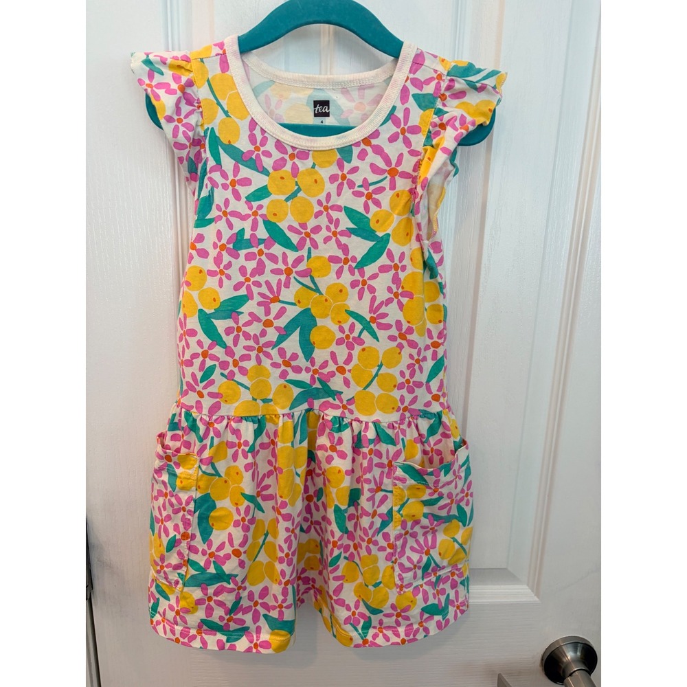 Tea Collection Romper White Floral Citrus Fruit Ruffle Sleeve Pocket Playsuit 4